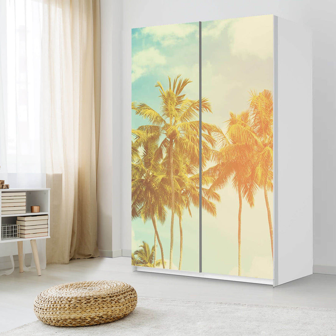 Möbelfolie IKEA Sun Flair - IKEA Pax Schrank 236 cm Höhe - Schiebetür 75 cm - Schlafzimmer