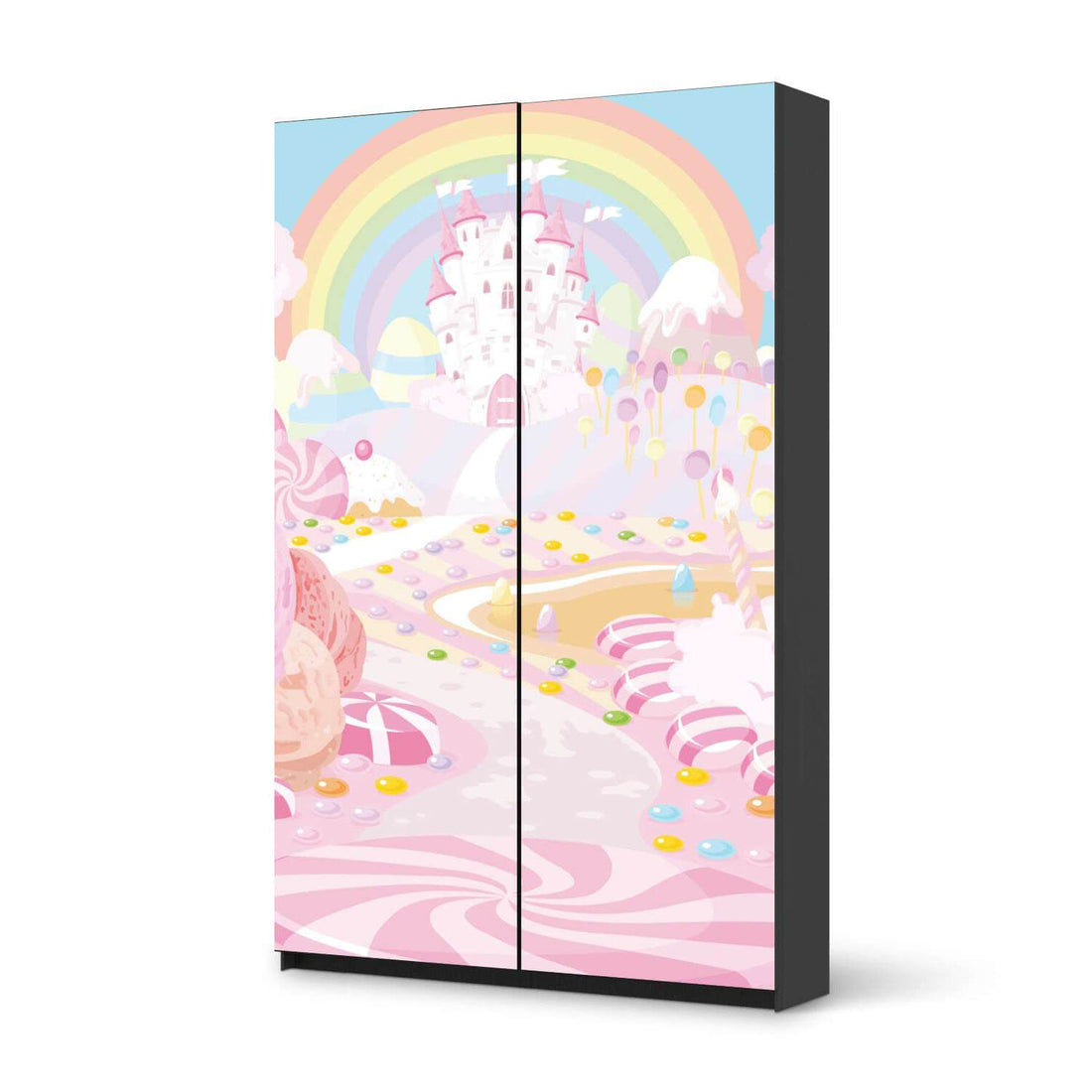 Möbelfolie IKEA Candyland - IKEA Pax Schrank 236 cm Höhe - Schiebetür 75 cm - schwarz