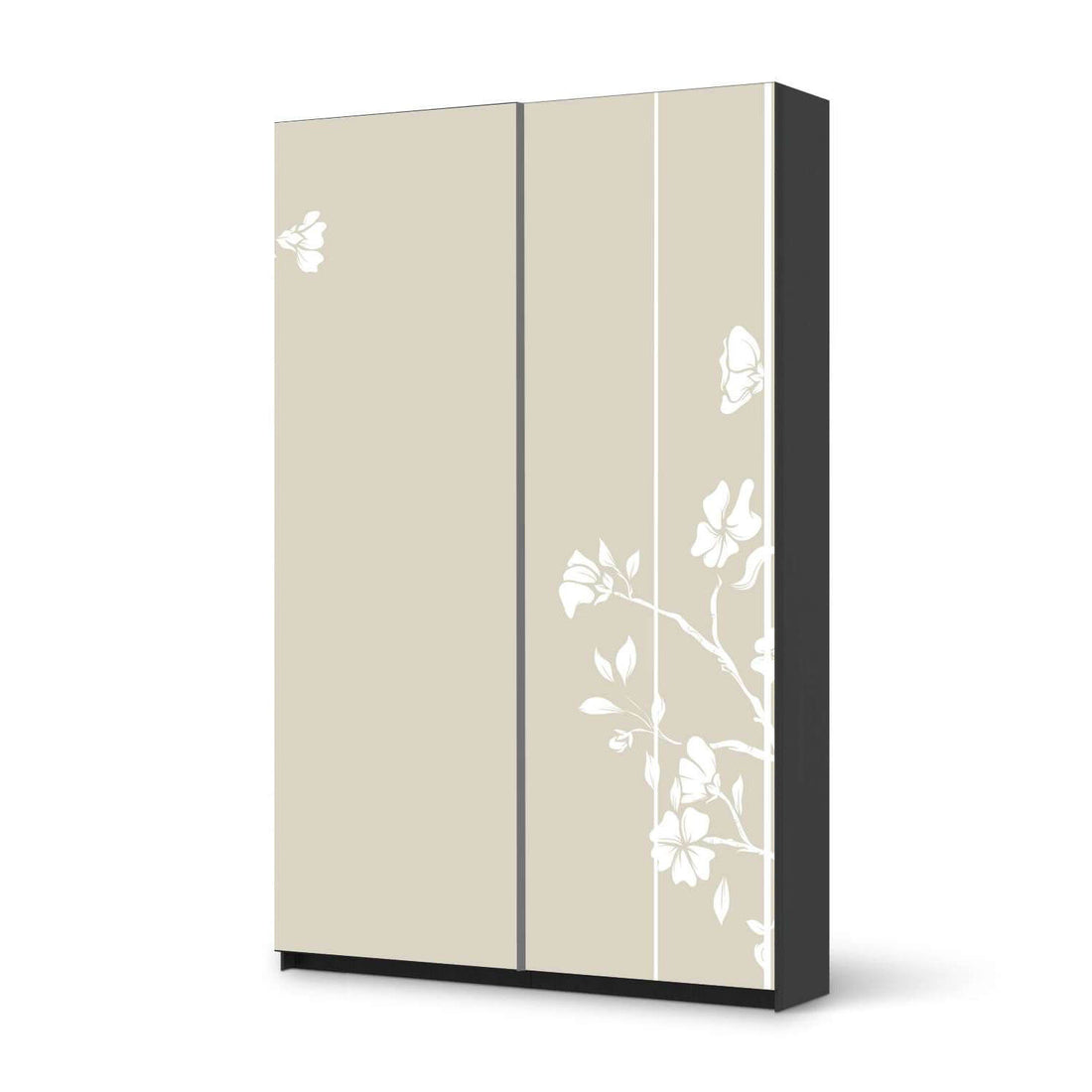 Möbelfolie IKEA Florals Plain 3 - IKEA Pax Schrank 236 cm Höhe - Schiebetür 75 cm - schwarz