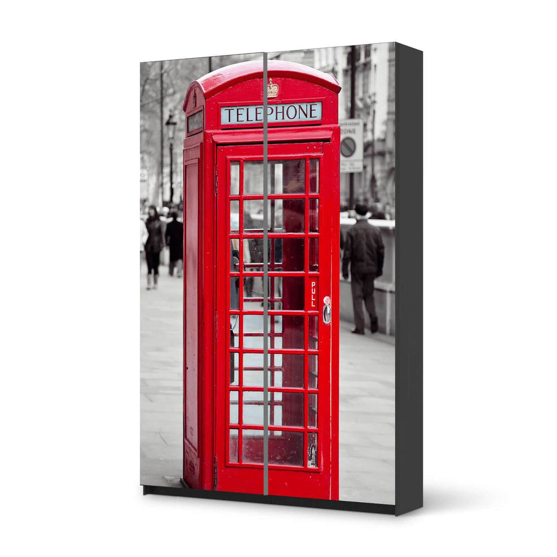Möbelfolie IKEA Phone Box - IKEA Pax Schrank 236 cm Höhe - Schiebetür 75 cm - schwarz