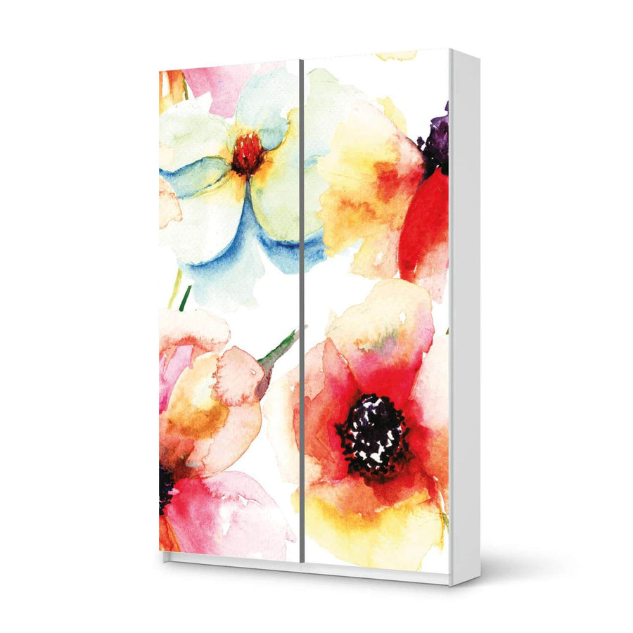 Möbelfolie IKEA Water Color Flowers - IKEA Pax Schrank 236 cm Höhe - Schiebetür 75 cm - weiss