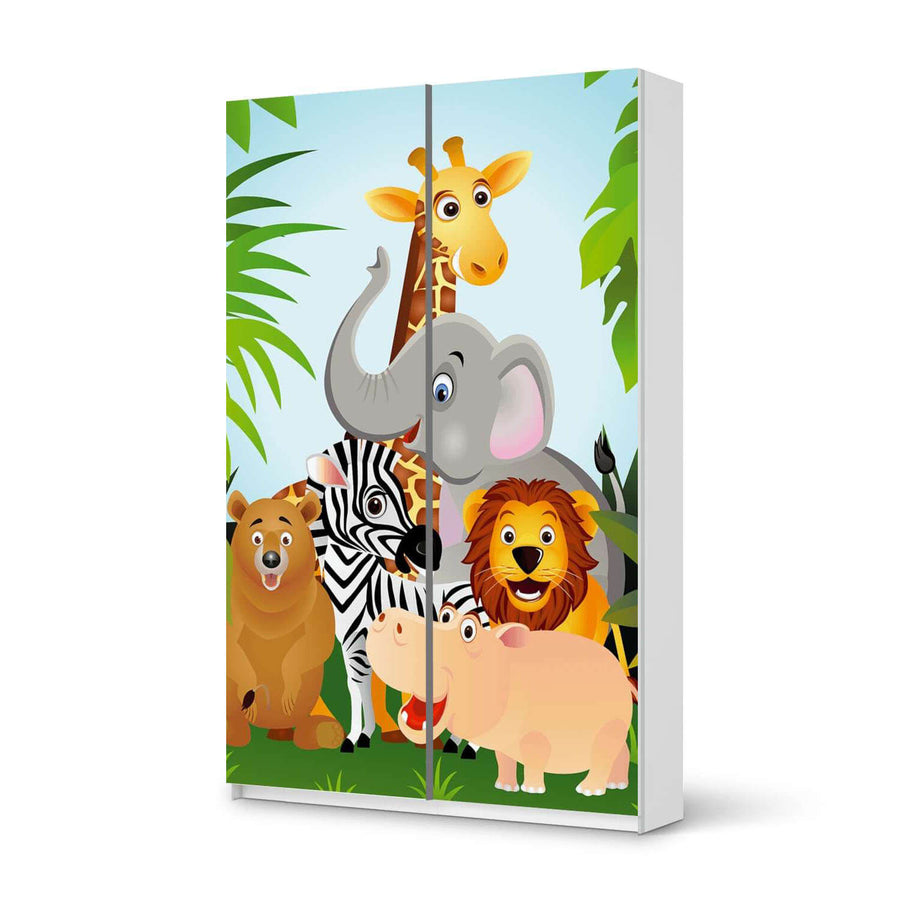 Möbelfolie IKEA Wild Animals - IKEA Pax Schrank 236 cm Höhe - Schiebetür 75 cm - weiss