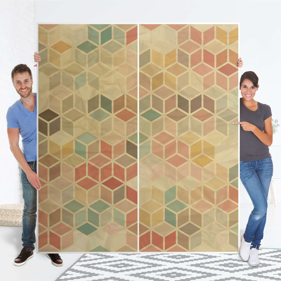 Möbelfolie IKEA 3D Retro - IKEA Pax Schrank 236 cm Höhe - Schiebetür - Folie