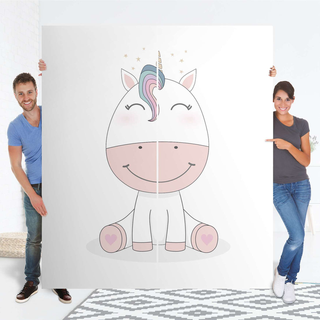 Möbelfolie IKEA Baby Unicorn - IKEA Pax Schrank 236 cm Höhe - Schiebetür - Folie