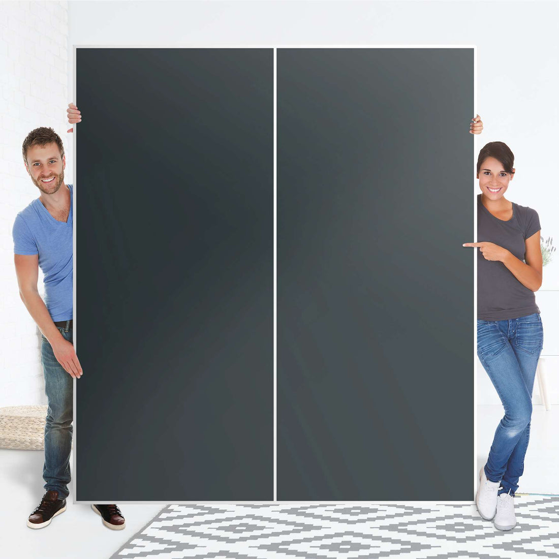 Möbelfolie IKEA Blaugrau Dark - IKEA Pax Schrank 236 cm Höhe - Schiebetür - Folie