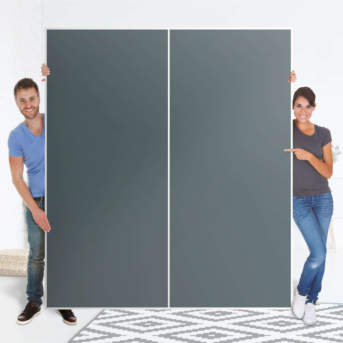 Möbelfolie IKEA Blaugrau Light - IKEA Pax Schrank 236 cm Höhe - Schiebetür - Folie