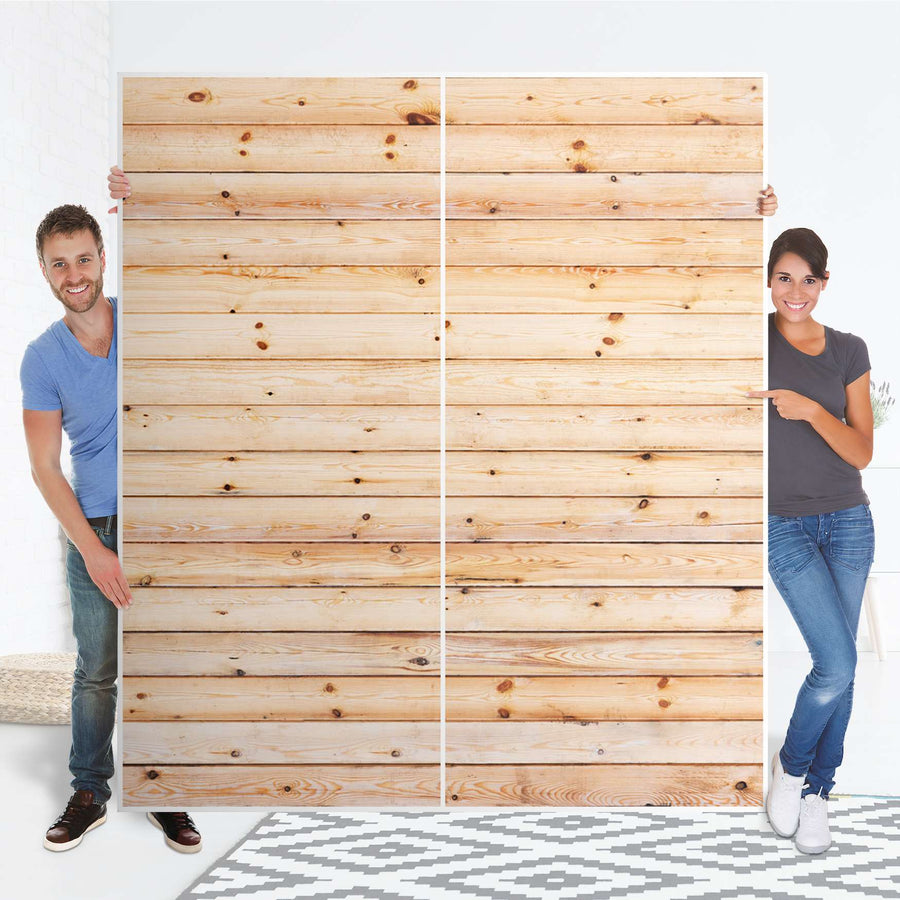 Möbelfolie IKEA Bright Planks - IKEA Pax Schrank 236 cm Höhe - Schiebetür - Folie