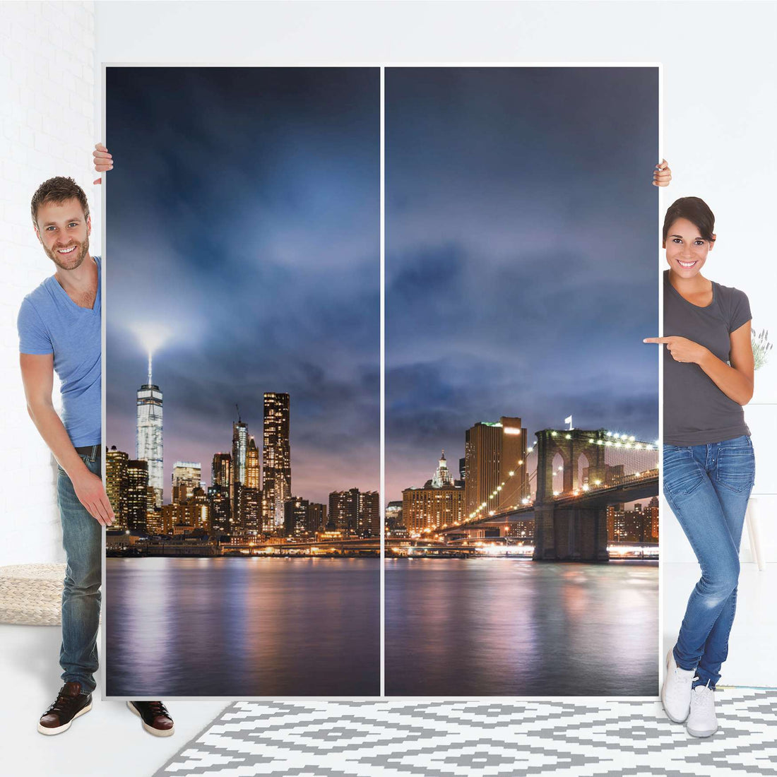 Möbelfolie IKEA Brooklyn Bridge - IKEA Pax Schrank 236 cm Höhe - Schiebetür - Folie
