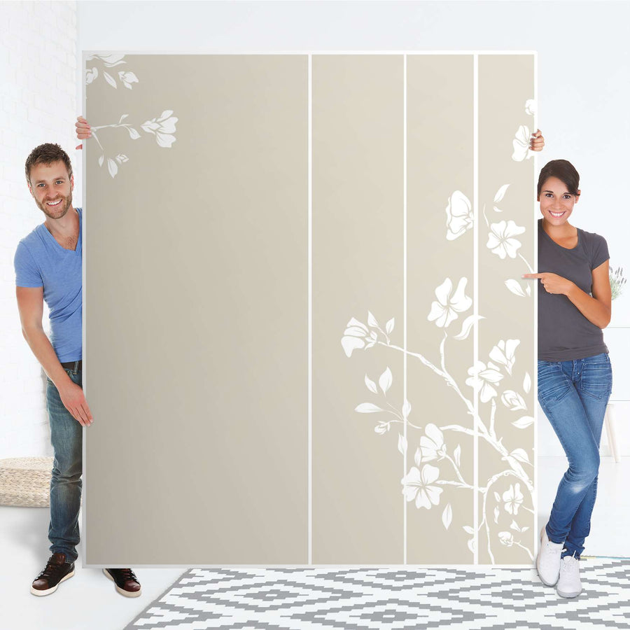 Möbelfolie IKEA Florals Plain 3 - IKEA Pax Schrank 236 cm Höhe - Schiebetür - Folie