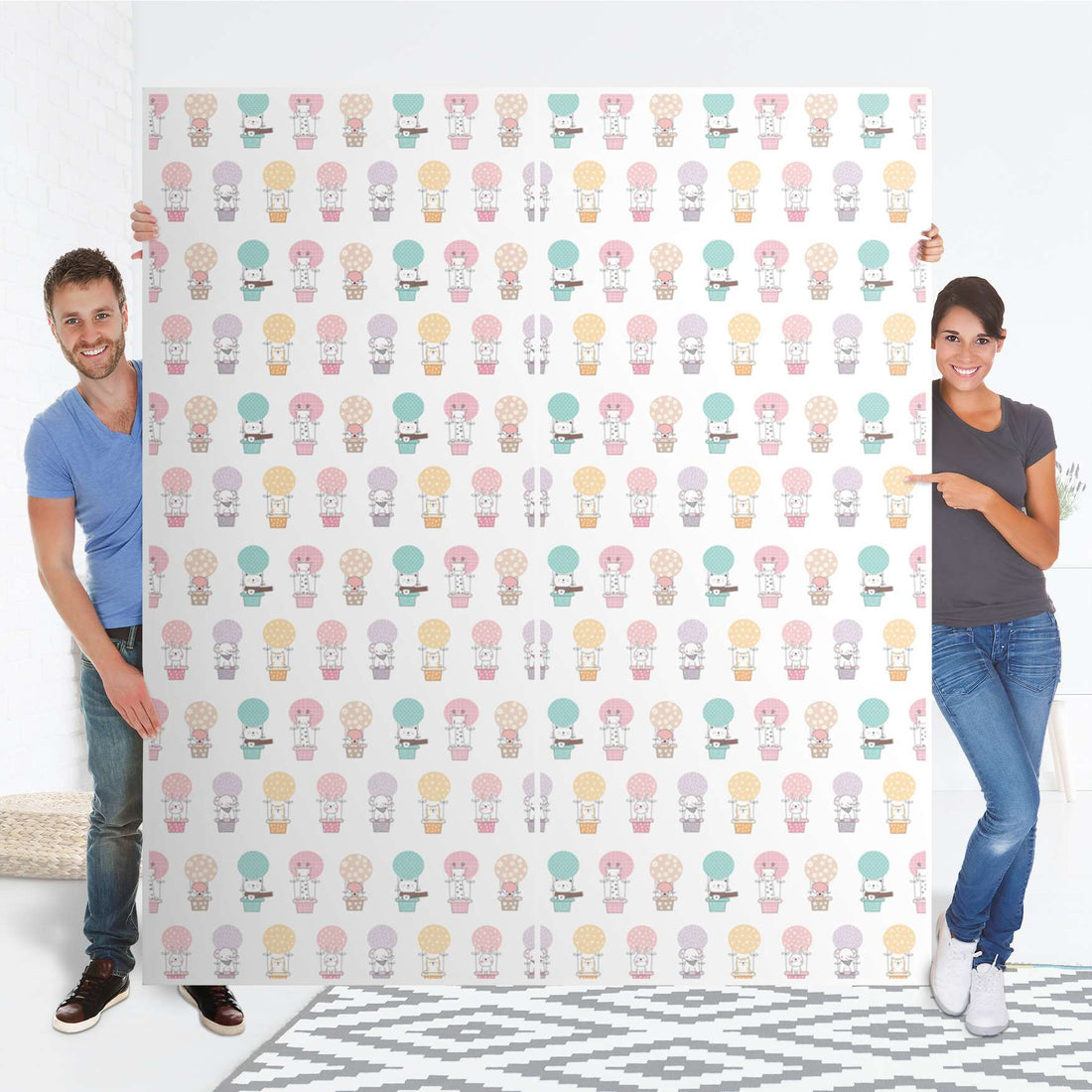 Möbelfolie IKEA Flying Animals - IKEA Pax Schrank 236 cm Höhe - Schiebetür - Folie