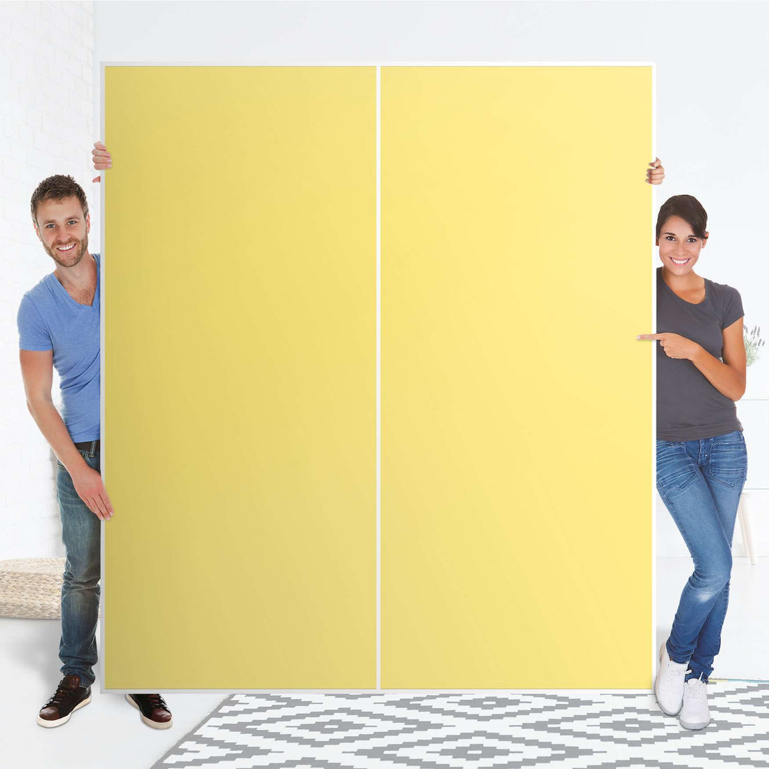Möbelfolie IKEA Gelb Light - IKEA Pax Schrank 236 cm Höhe - Schiebetür - Folie