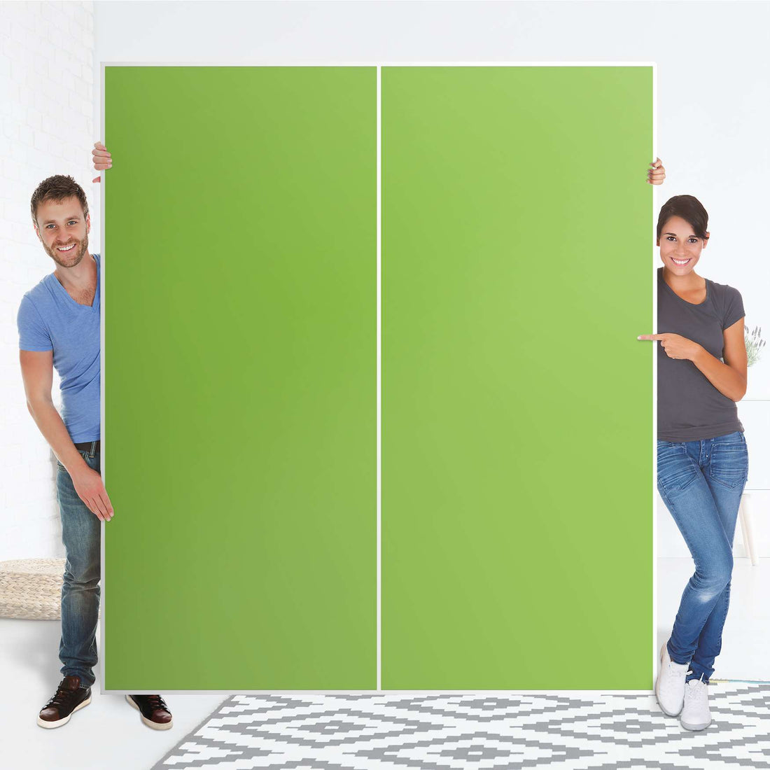 Möbelfolie IKEA Hellgrün Dark - IKEA Pax Schrank 236 cm Höhe - Schiebetür - Folie