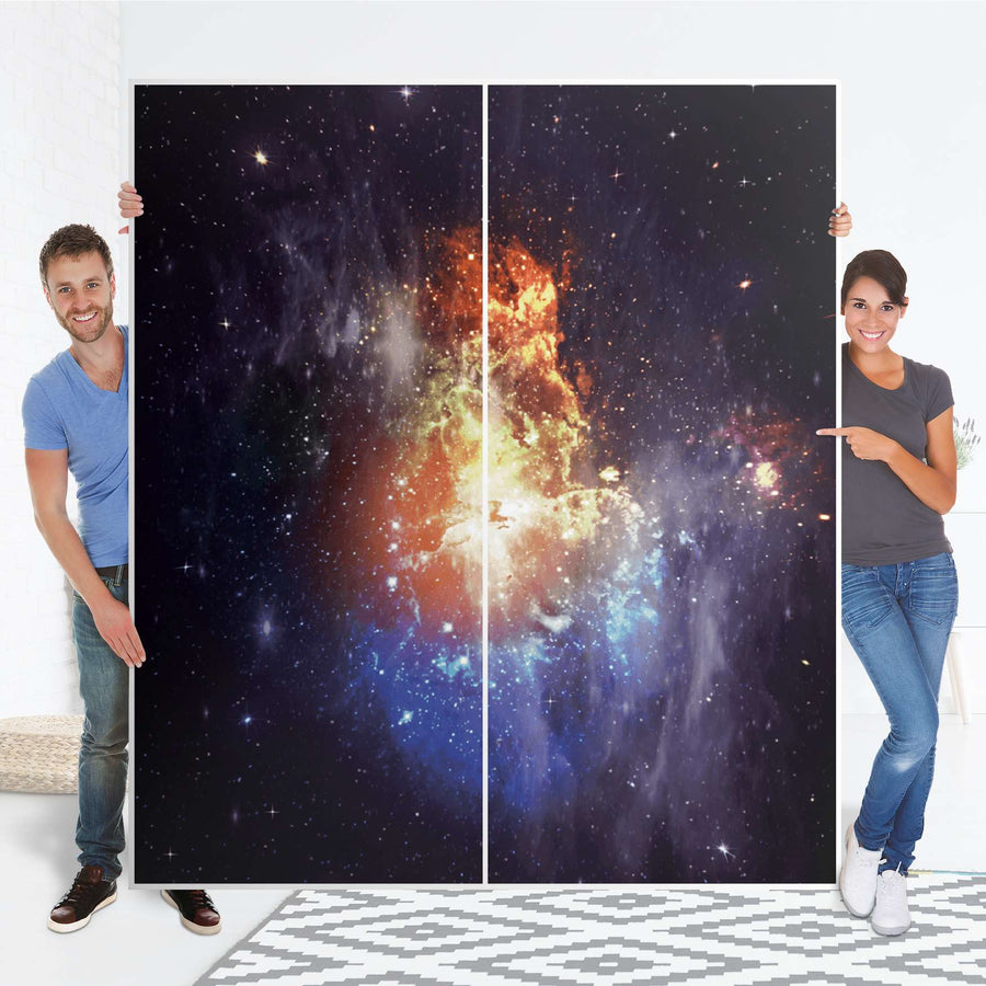 Möbelfolie IKEA Nebula - IKEA Pax Schrank 236 cm Höhe - Schiebetür - Folie