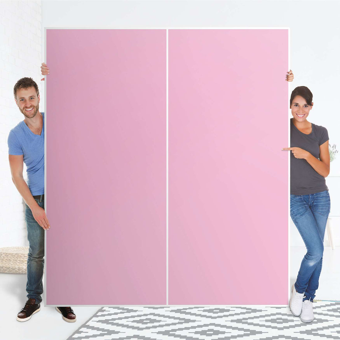 Möbelfolie IKEA Pink Light - IKEA Pax Schrank 236 cm Höhe - Schiebetür - Folie