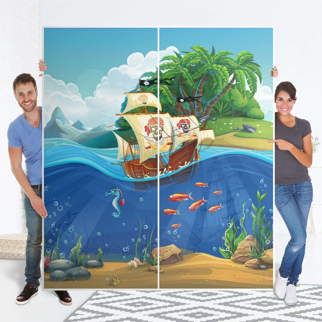 Möbelfolie IKEA Pirates - IKEA Pax Schrank 236 cm Höhe - Schiebetür - Folie