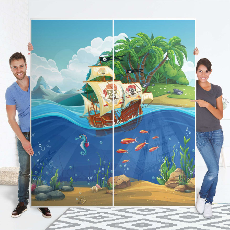 Möbelfolie IKEA Pirates - IKEA Pax Schrank 236 cm Höhe - Schiebetür - Folie