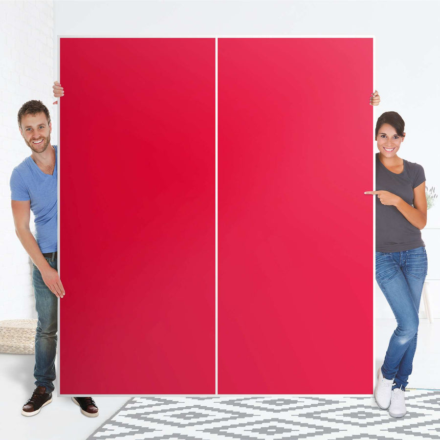 Möbelfolie IKEA Rot Light - IKEA Pax Schrank 236 cm Höhe - Schiebetür - Folie