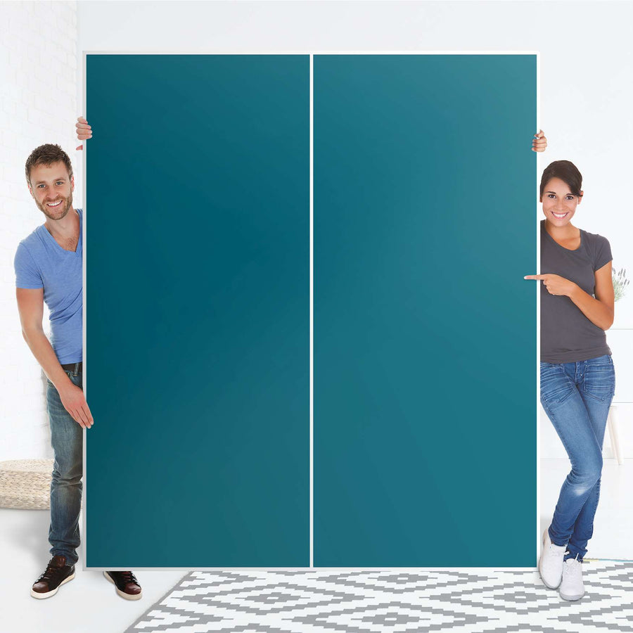 Möbelfolie IKEA Türkisgrün Dark - IKEA Pax Schrank 236 cm Höhe - Schiebetür - Folie