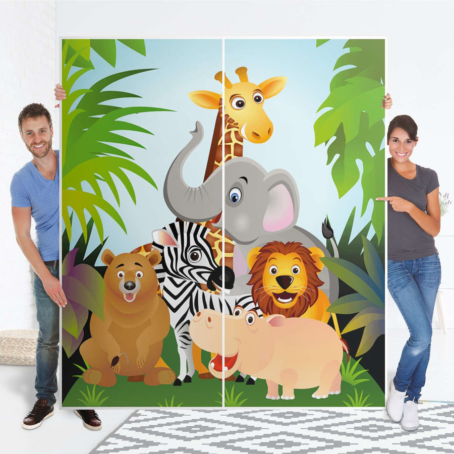 Möbelfolie IKEA Wild Animals - IKEA Pax Schrank 236 cm Höhe - Schiebetür - Folie