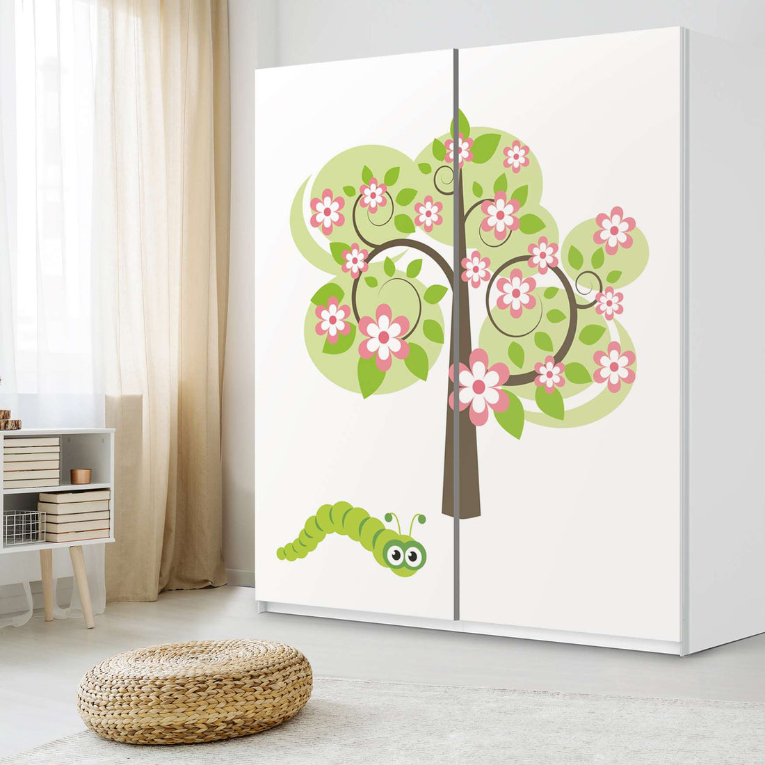 Möbelfolie IKEA Blooming Tree - IKEA Pax Schrank 236 cm Höhe - Schiebetür - Kinderzimmer