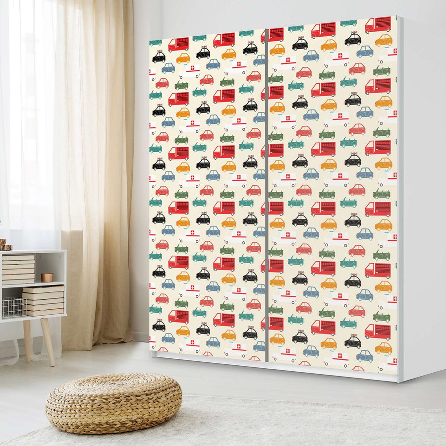 Möbelfolie IKEA Cars - IKEA Pax Schrank 236 cm Höhe - Schiebetür - Kinderzimmer