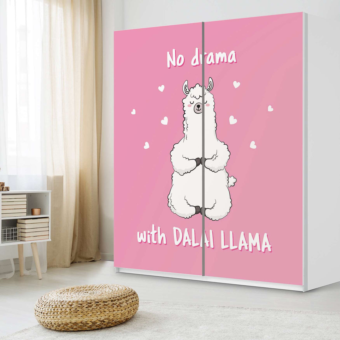 Möbelfolie IKEA Dalai Llama - IKEA Pax Schrank 236 cm Höhe - Schiebetür - Kinderzimmer