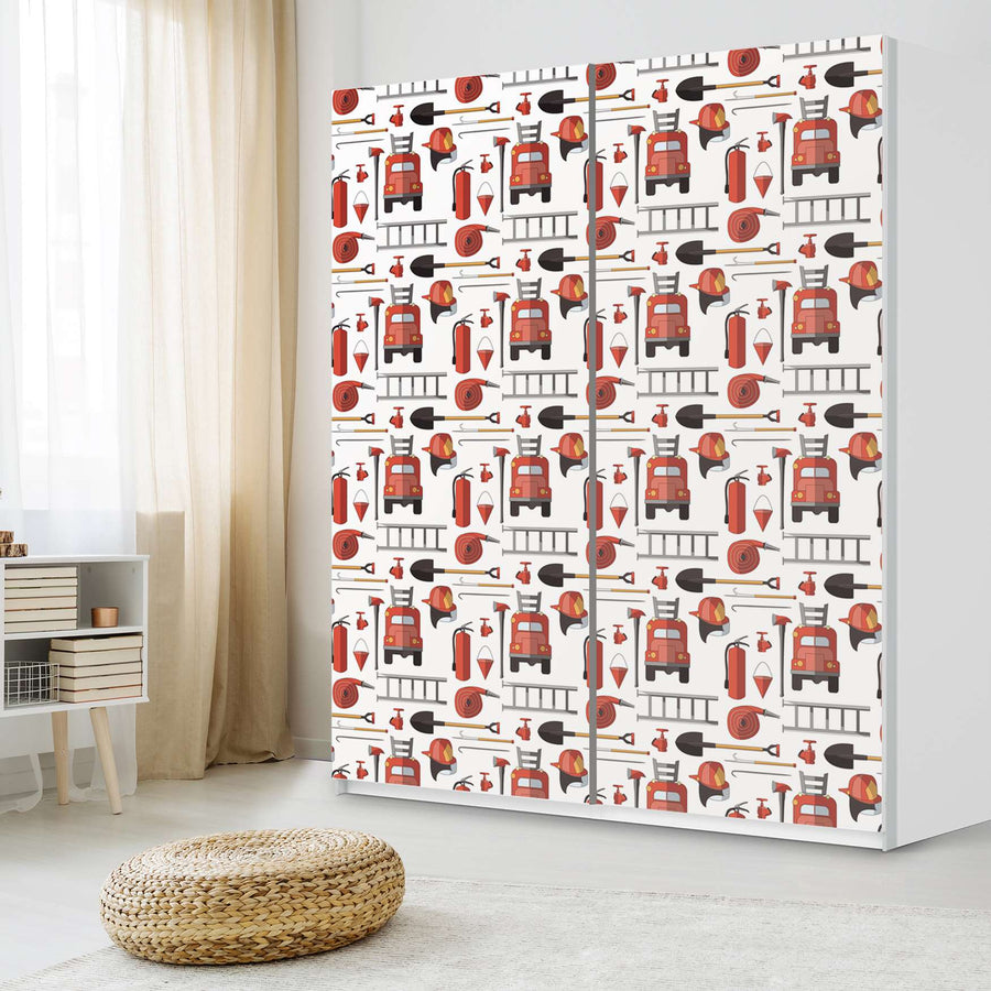 Möbelfolie IKEA Firefighter - IKEA Pax Schrank 236 cm Höhe - Schiebetür - Kinderzimmer
