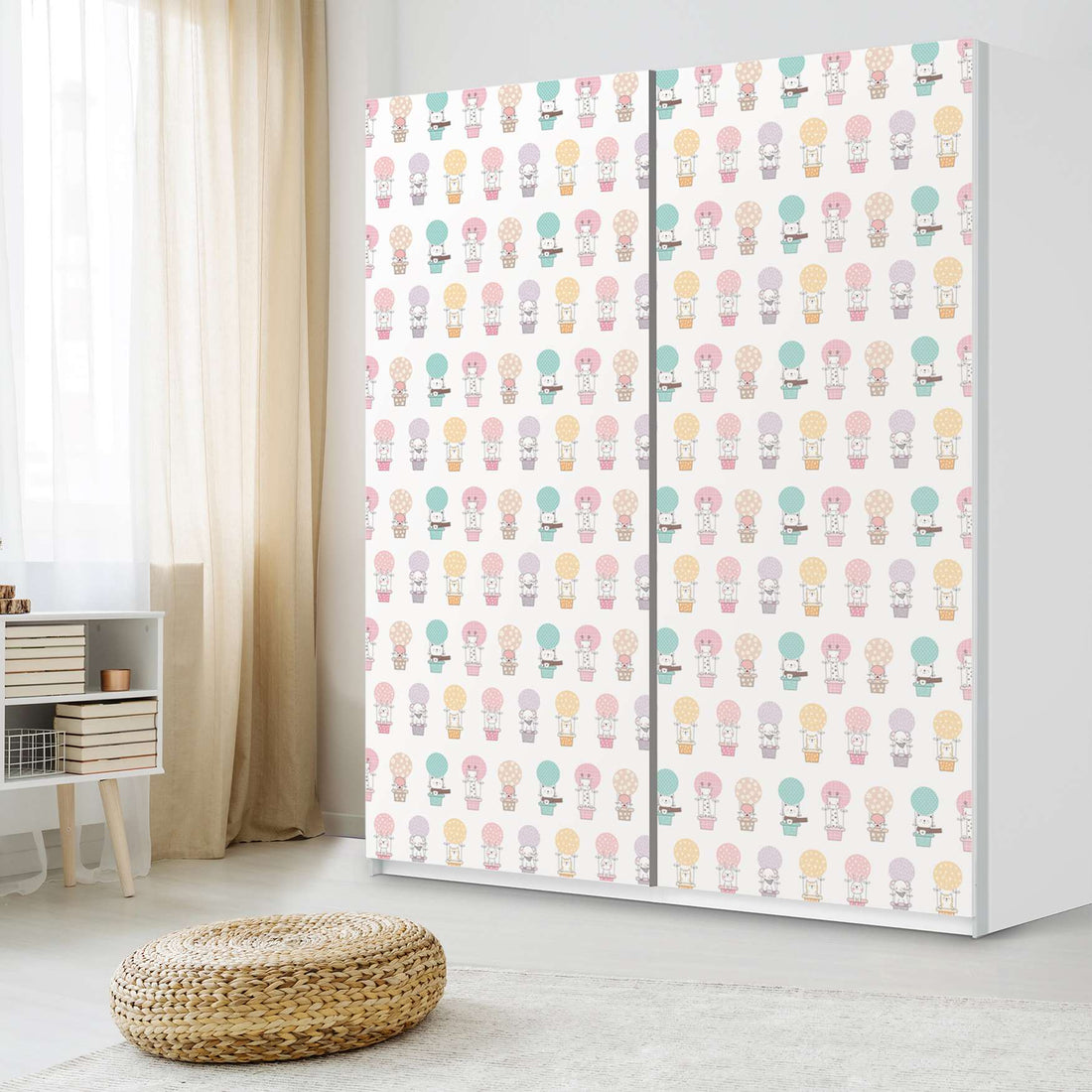 Möbelfolie IKEA Flying Animals - IKEA Pax Schrank 236 cm Höhe - Schiebetür - Kinderzimmer