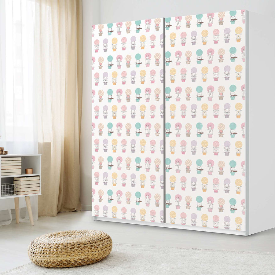 Möbelfolie IKEA Flying Animals - IKEA Pax Schrank 236 cm Höhe - Schiebetür - Kinderzimmer