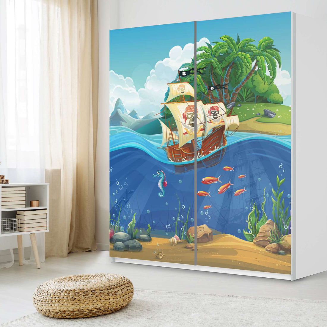 Möbelfolie IKEA Pirates - IKEA Pax Schrank 236 cm Höhe - Schiebetür - Kinderzimmer