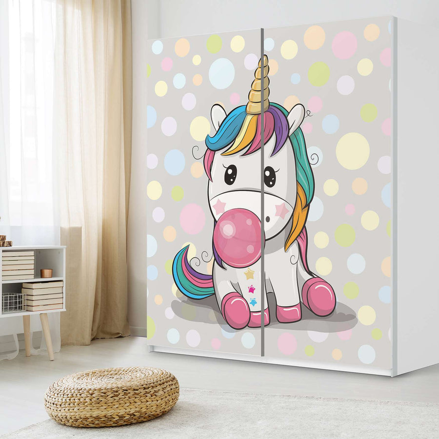 Möbelfolie IKEA Rainbow das Einhorn - IKEA Pax Schrank 236 cm Höhe - Schiebetür - Kinderzimmer