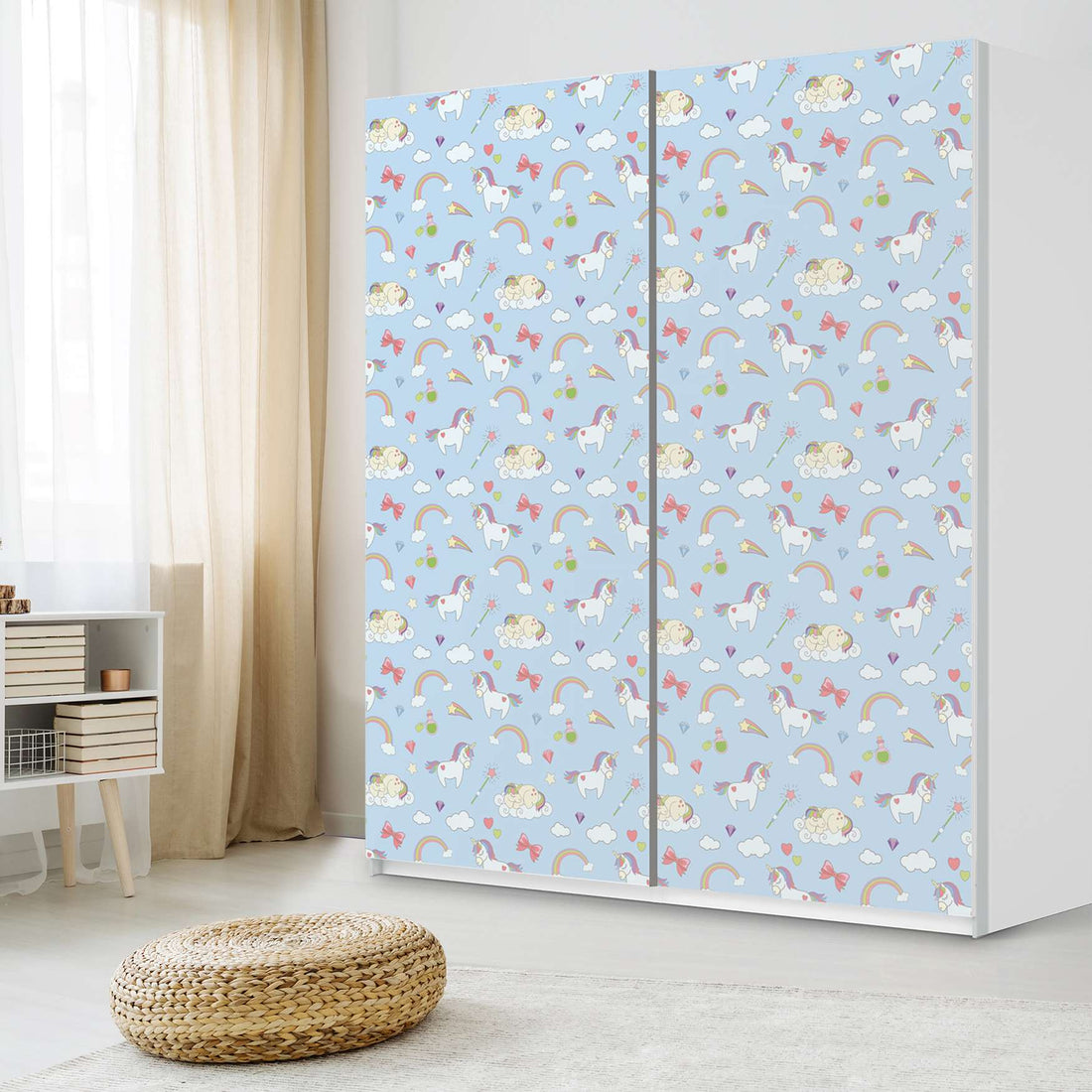 Möbelfolie IKEA Rainbow Unicorn - IKEA Pax Schrank 236 cm Höhe - Schiebetür - Kinderzimmer