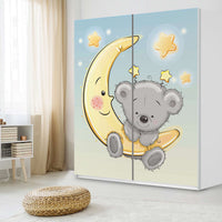 Möbelfolie IKEA Teddy und Mond - IKEA Pax Schrank 236 cm Höhe - Schiebetür - Kinderzimmer