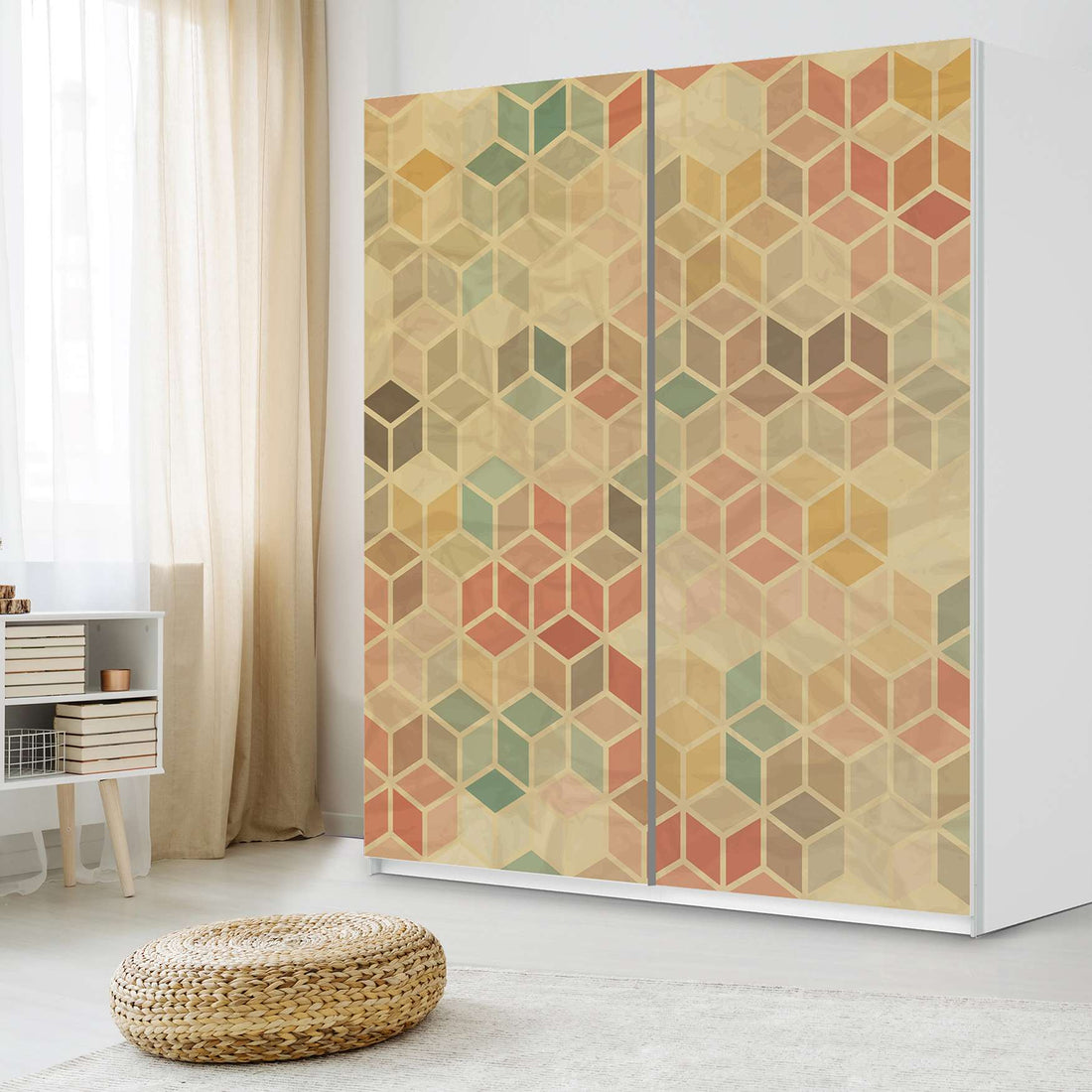 Möbelfolie IKEA 3D Retro - IKEA Pax Schrank 236 cm Höhe - Schiebetür - Schlafzimmer
