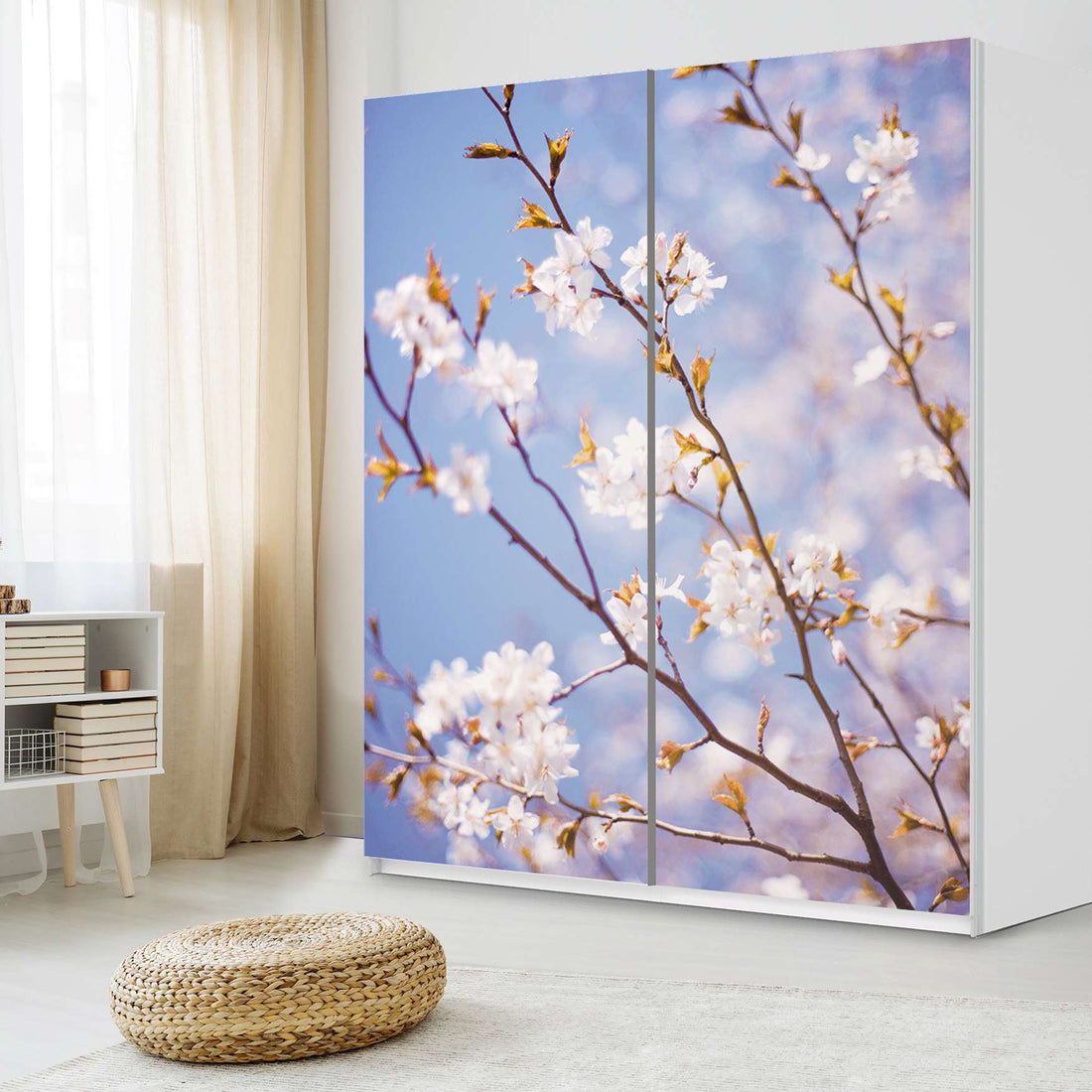 Möbelfolie IKEA Apple Blossoms - IKEA Pax Schrank 236 cm Höhe - Schiebetür - Schlafzimmer