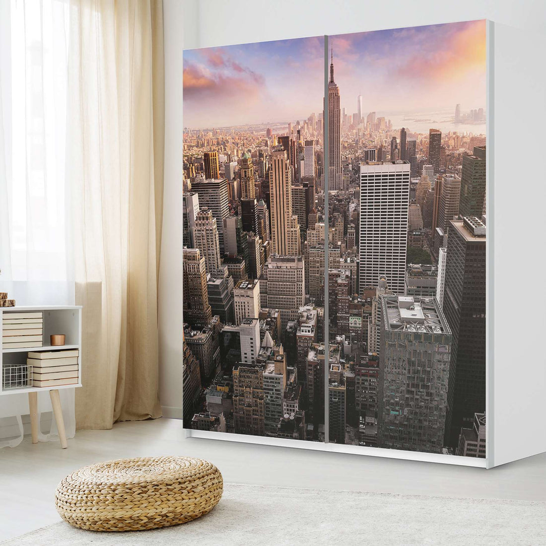 Möbelfolie IKEA Big Apple - IKEA Pax Schrank 236 cm Höhe - Schiebetür - Schlafzimmer