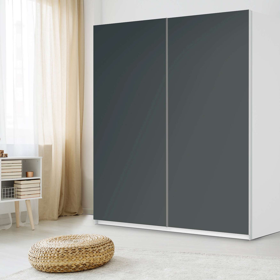 Möbelfolie IKEA Blaugrau Dark - IKEA Pax Schrank 236 cm Höhe - Schiebetür - Schlafzimmer