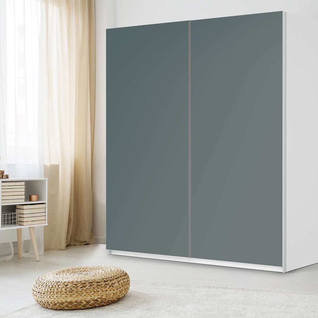 Möbelfolie IKEA Blaugrau Light - IKEA Pax Schrank 236 cm Höhe - Schiebetür - Schlafzimmer