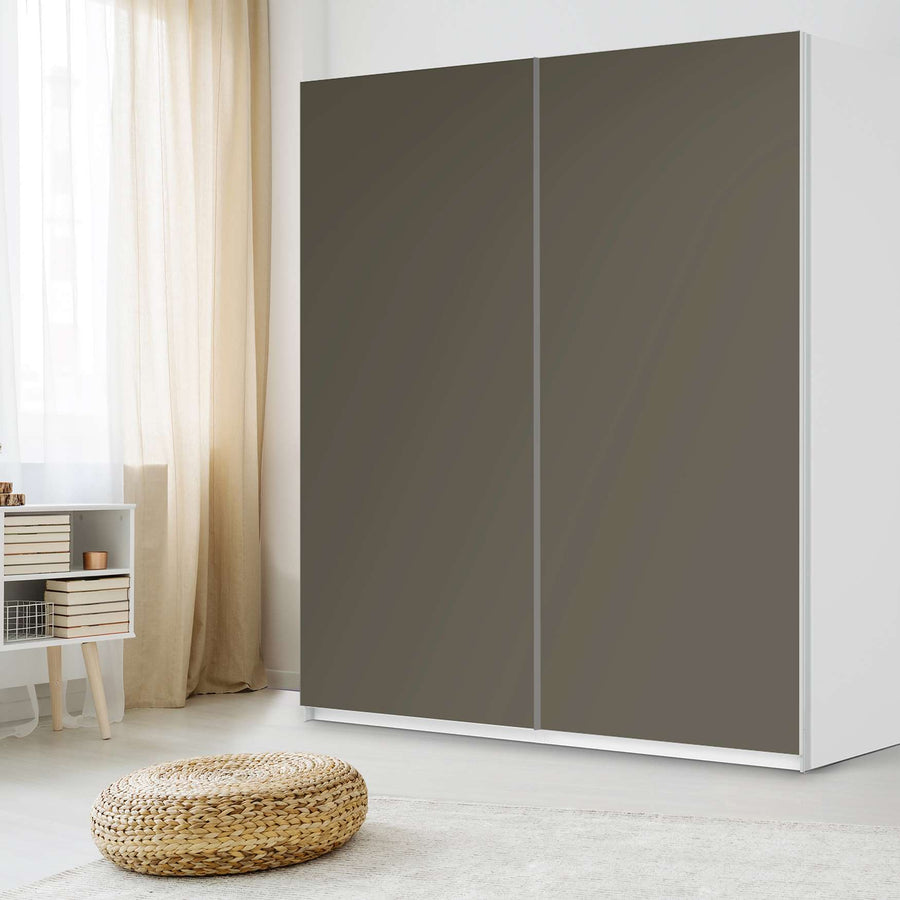 Möbelfolie IKEA Braungrau Dark - IKEA Pax Schrank 236 cm Höhe - Schiebetür - Schlafzimmer