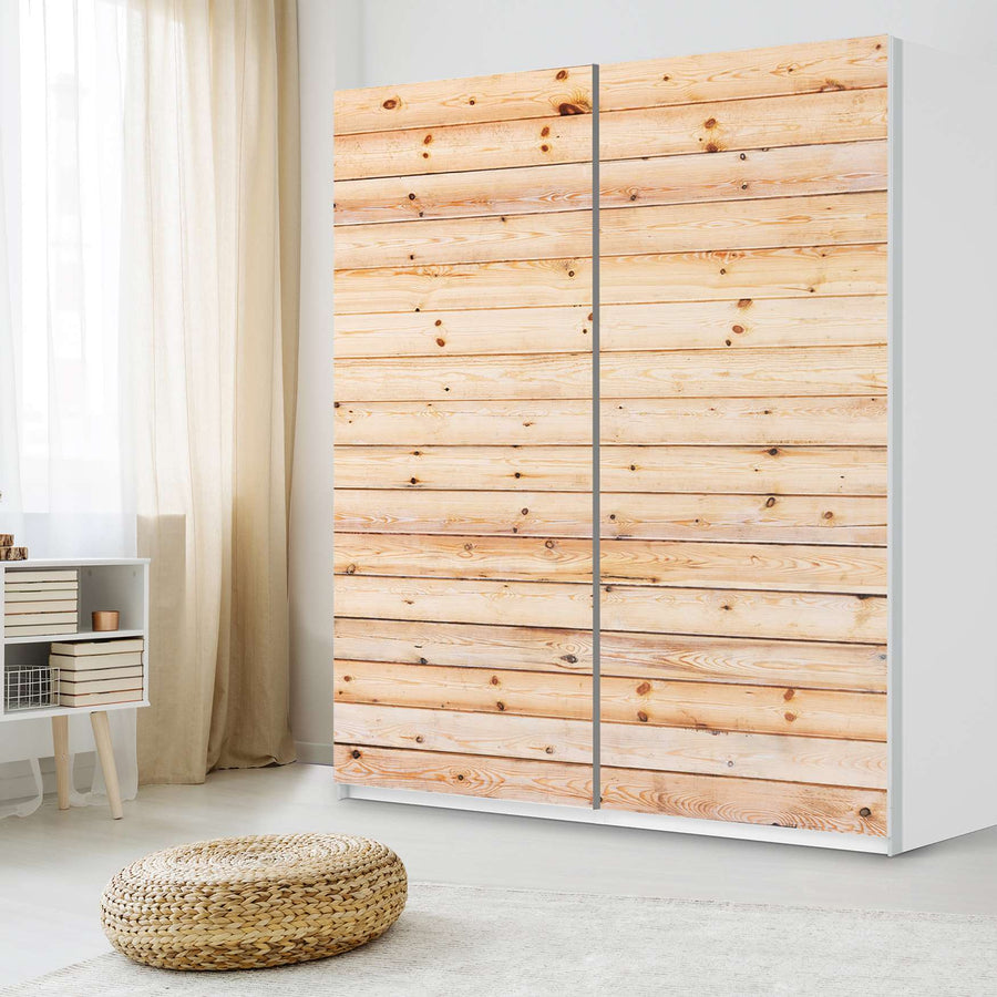 Möbelfolie IKEA Bright Planks - IKEA Pax Schrank 236 cm Höhe - Schiebetür - Schlafzimmer