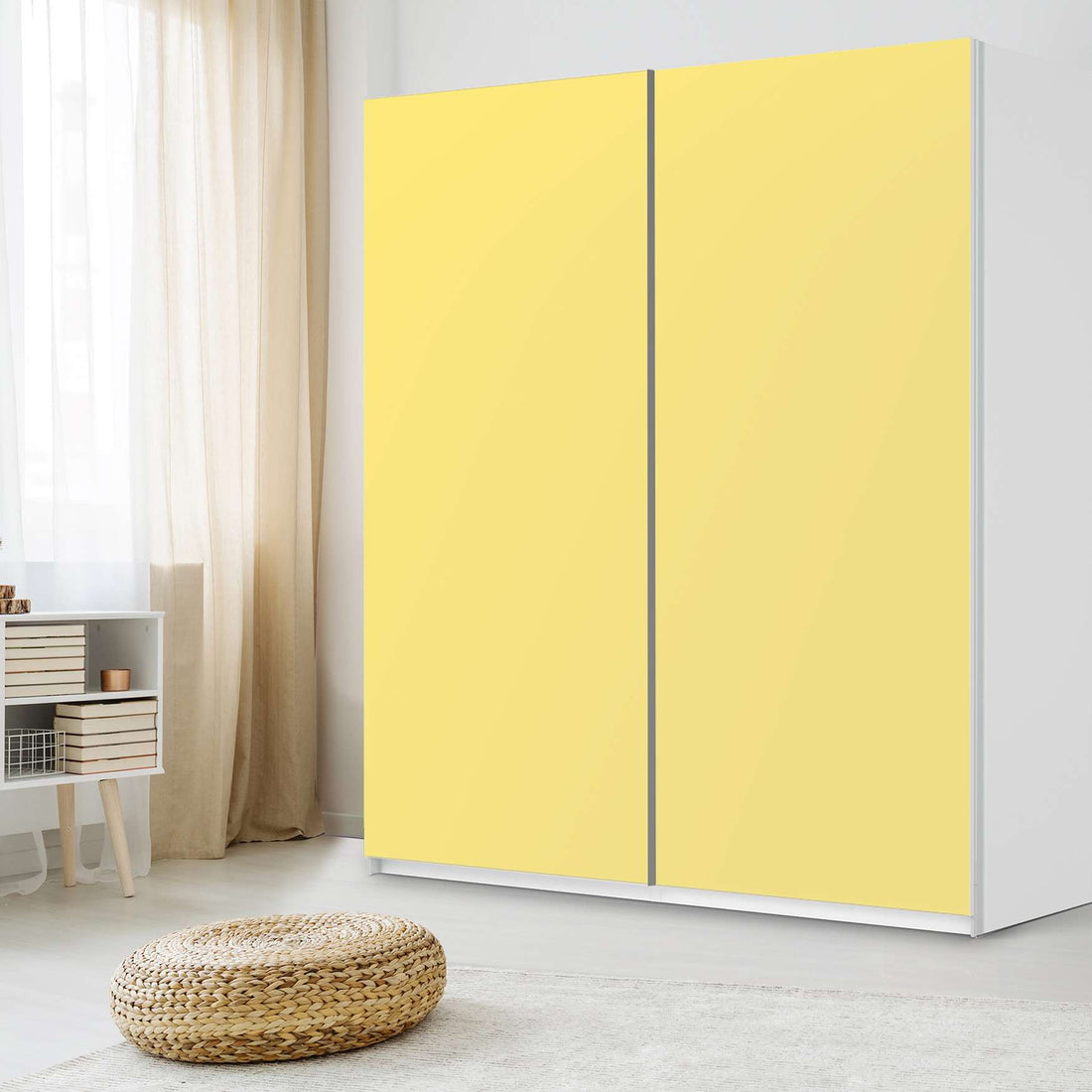 Möbelfolie IKEA Gelb Light - IKEA Pax Schrank 236 cm Höhe - Schiebetür - Schlafzimmer