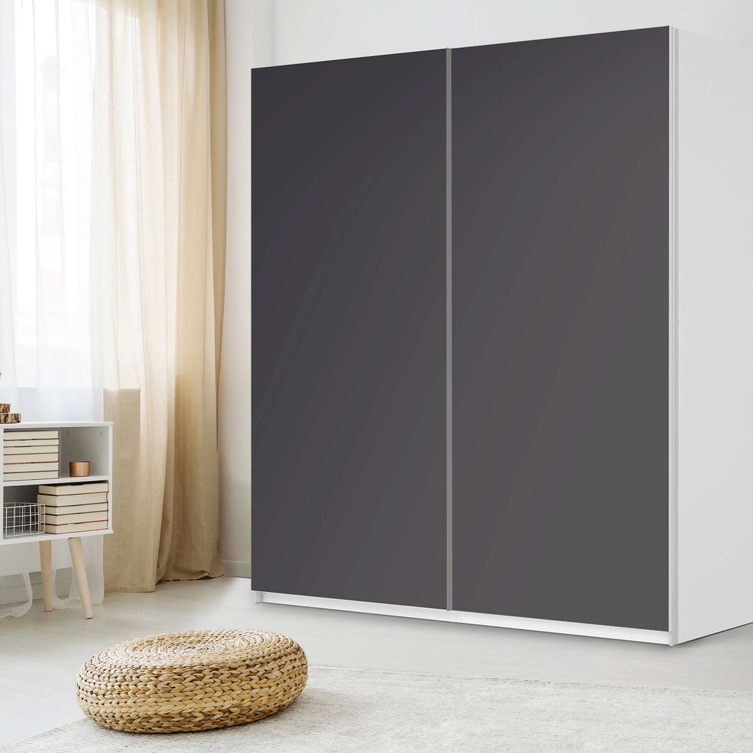 Möbelfolie IKEA Grau Dark - IKEA Pax Schrank 236 cm Höhe - Schiebetür - Schlafzimmer