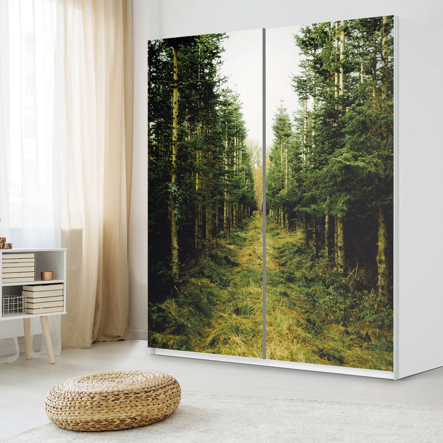 Möbelfolie IKEA Green Alley - IKEA Pax Schrank 236 cm Höhe - Schiebetür - Schlafzimmer