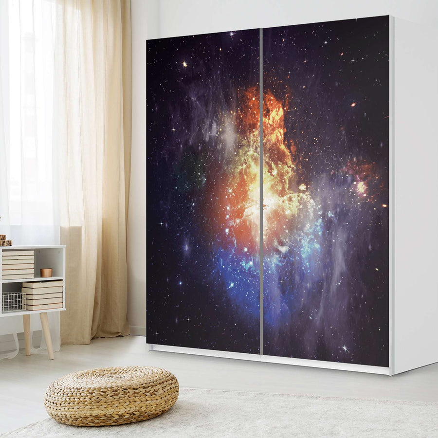 Möbelfolie IKEA Nebula - IKEA Pax Schrank 236 cm Höhe - Schiebetür - Schlafzimmer