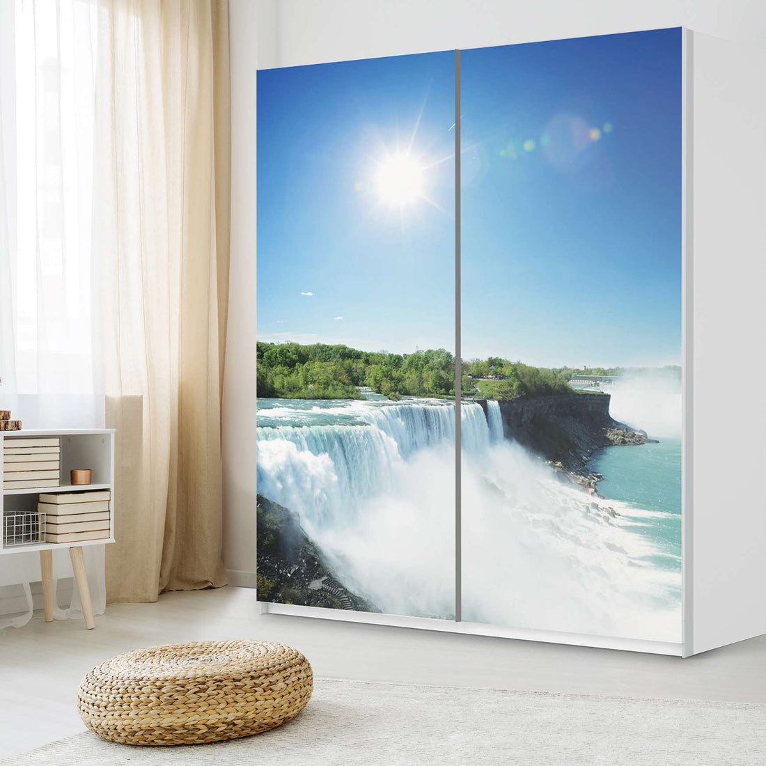 Möbelfolie IKEA Niagara Falls - IKEA Pax Schrank 236 cm Höhe - Schiebetür - Schlafzimmer