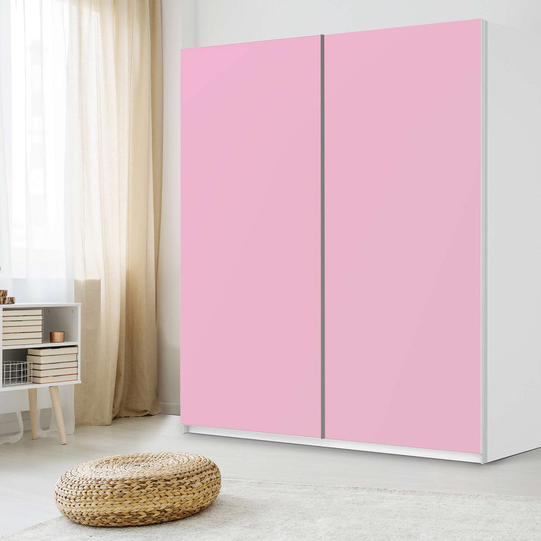 Möbelfolie IKEA Pink Light - IKEA Pax Schrank 236 cm Höhe - Schiebetür - Schlafzimmer