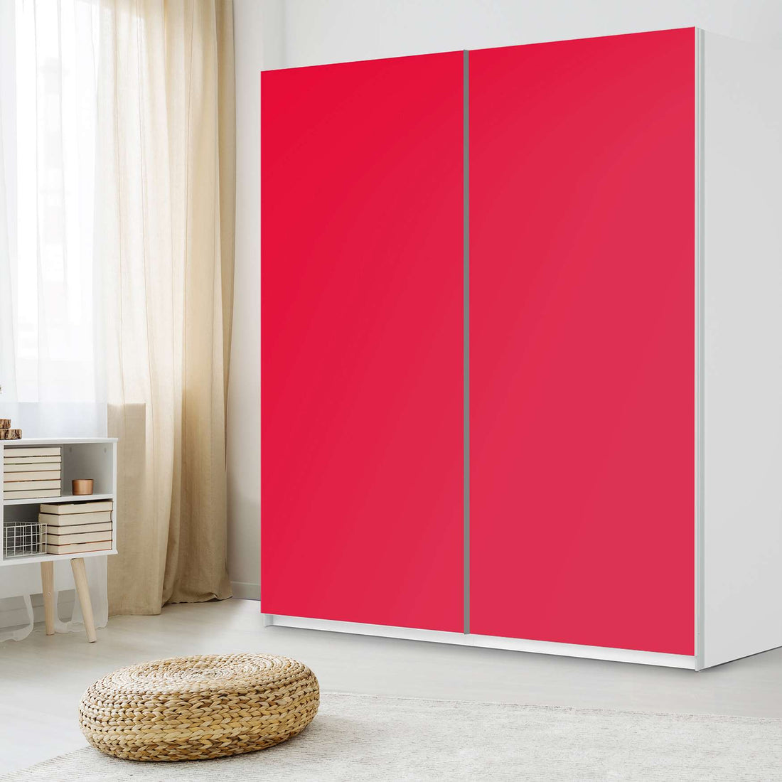 Möbelfolie IKEA Rot Light - IKEA Pax Schrank 236 cm Höhe - Schiebetür - Schlafzimmer