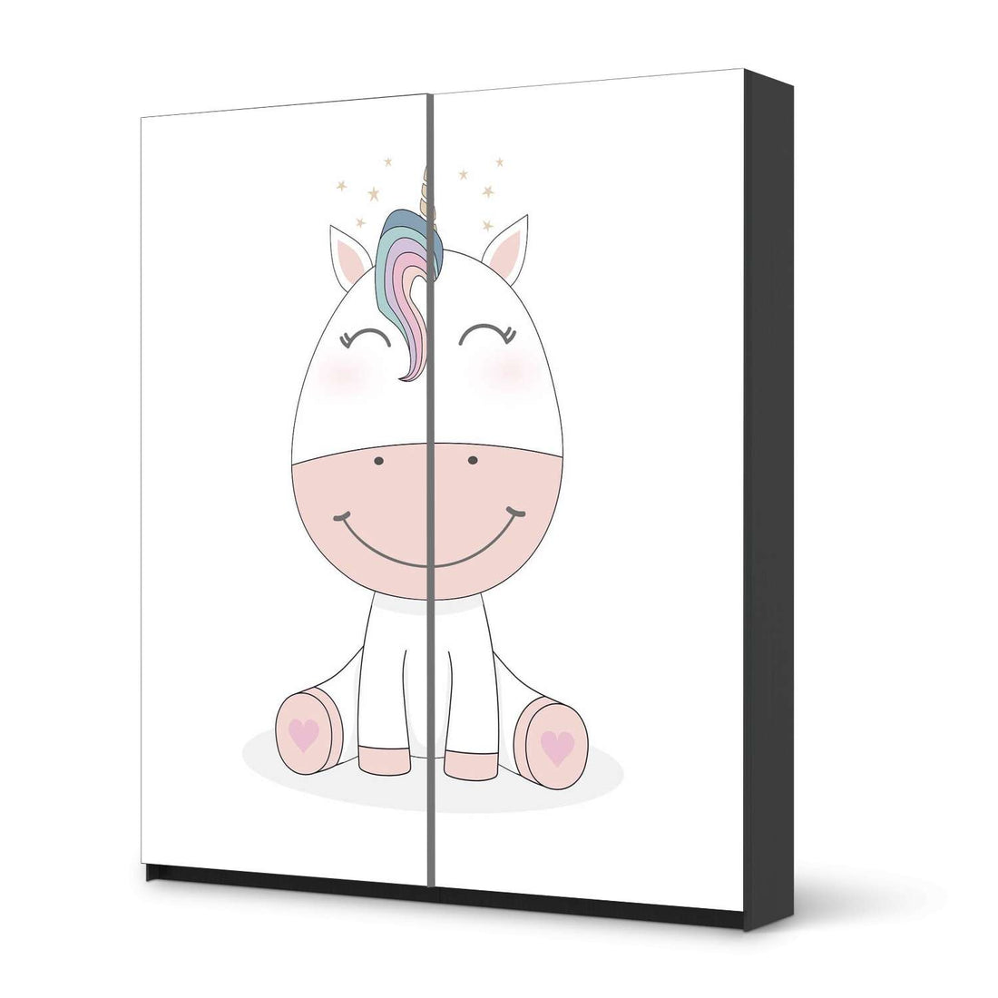 Möbelfolie IKEA Baby Unicorn - IKEA Pax Schrank 236 cm Höhe - Schiebetür - schwarz