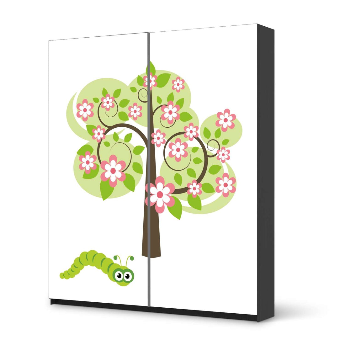 Möbelfolie IKEA Blooming Tree - IKEA Pax Schrank 236 cm Höhe - Schiebetür - schwarz