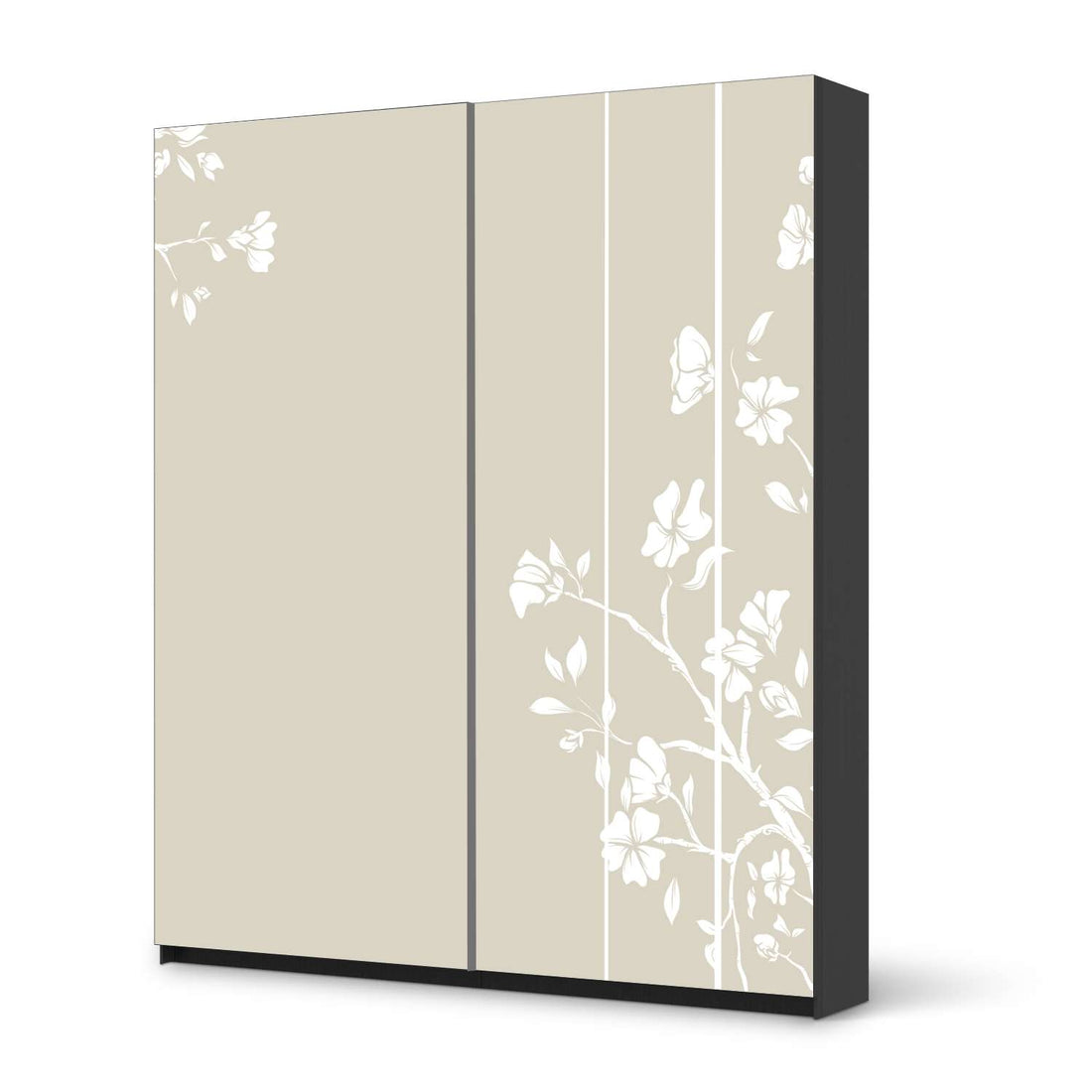 Möbelfolie IKEA Florals Plain 3 - IKEA Pax Schrank 236 cm Höhe - Schiebetür - schwarz